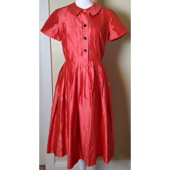 Teri Jon Dresses & Skirts - Vintage Rickie Freeman Teri Jon Silk Coral Easter Preppy Shirt Dress Size 6
